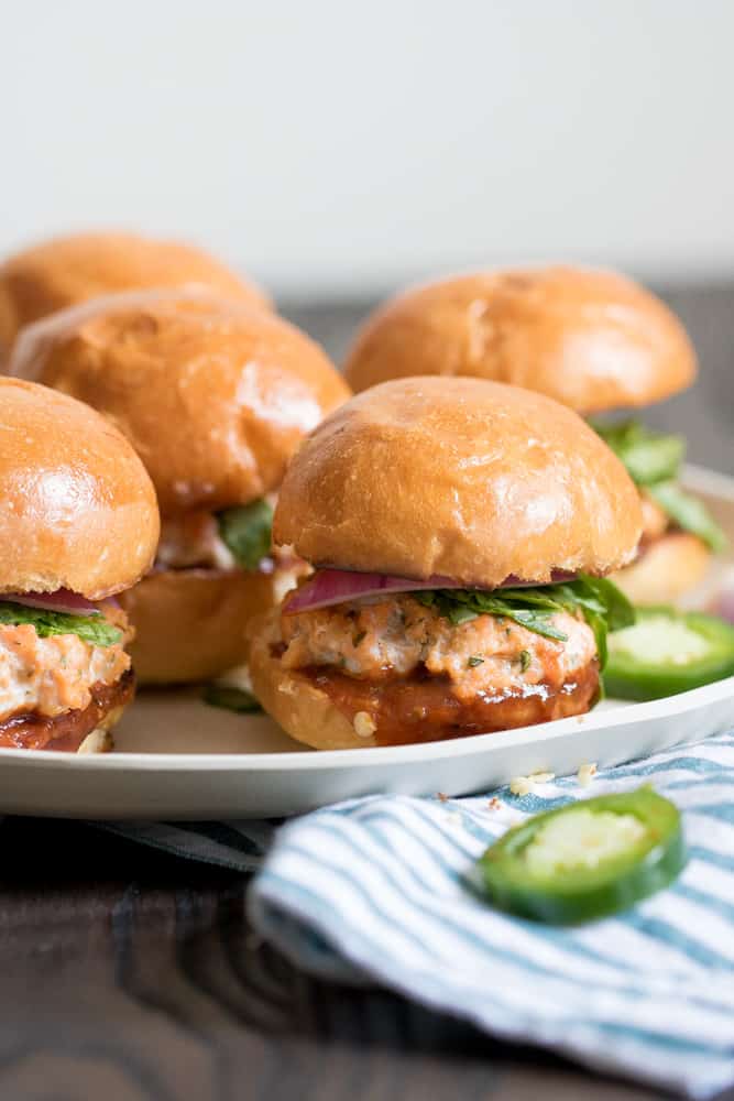 Baked Salmon Sliders with BBQ Jerk Sauce | Simple Healthy Recipes ...