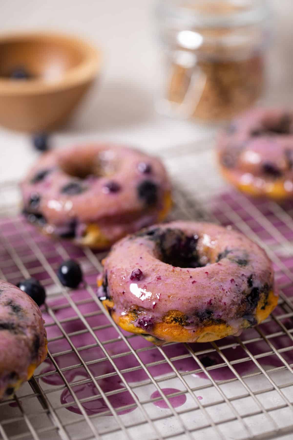 Vegan Blueberry Donuts with Blueberry Glaze - Orchids + Sweet Tea