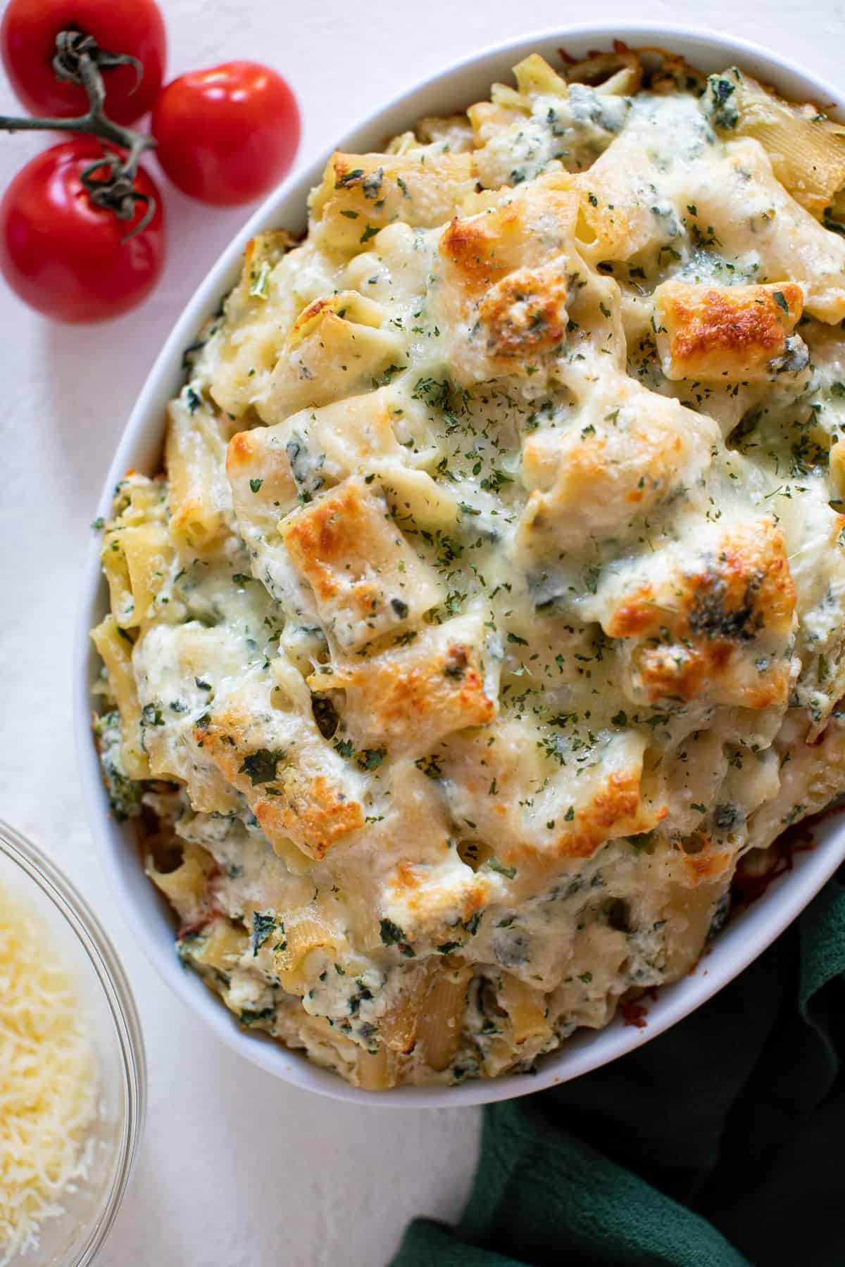 Meatless Baked Ziti with Ricotta + Mozzarella - Orchids + Sweet Tea