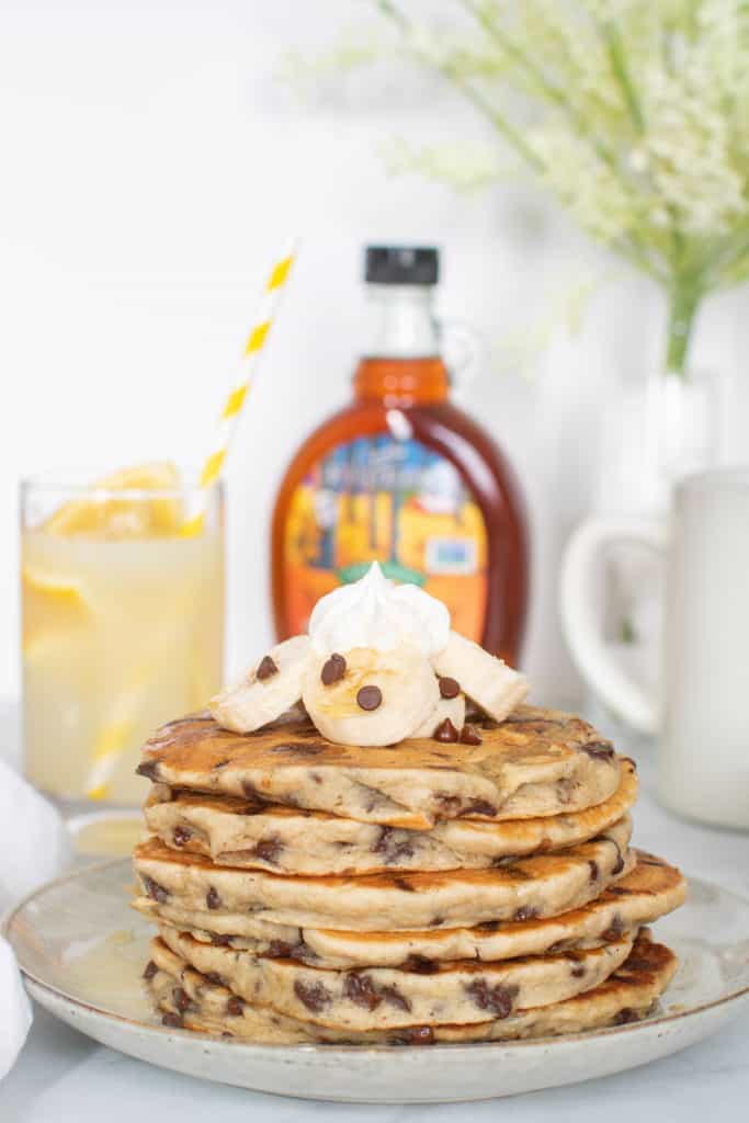 Fluffy Vegan Banana Chocolate Chip Pancakes | Orchids + Sweet Tea