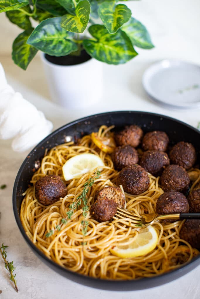 Vegan Lemon Garlic Spaghetti Meatballs Orchids Sweet Tea