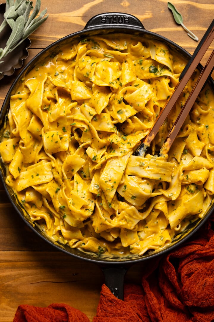 Creamy Cajun Pumpkin Alfredo Pasta [Vegan] | Orchids + Sweet Tea