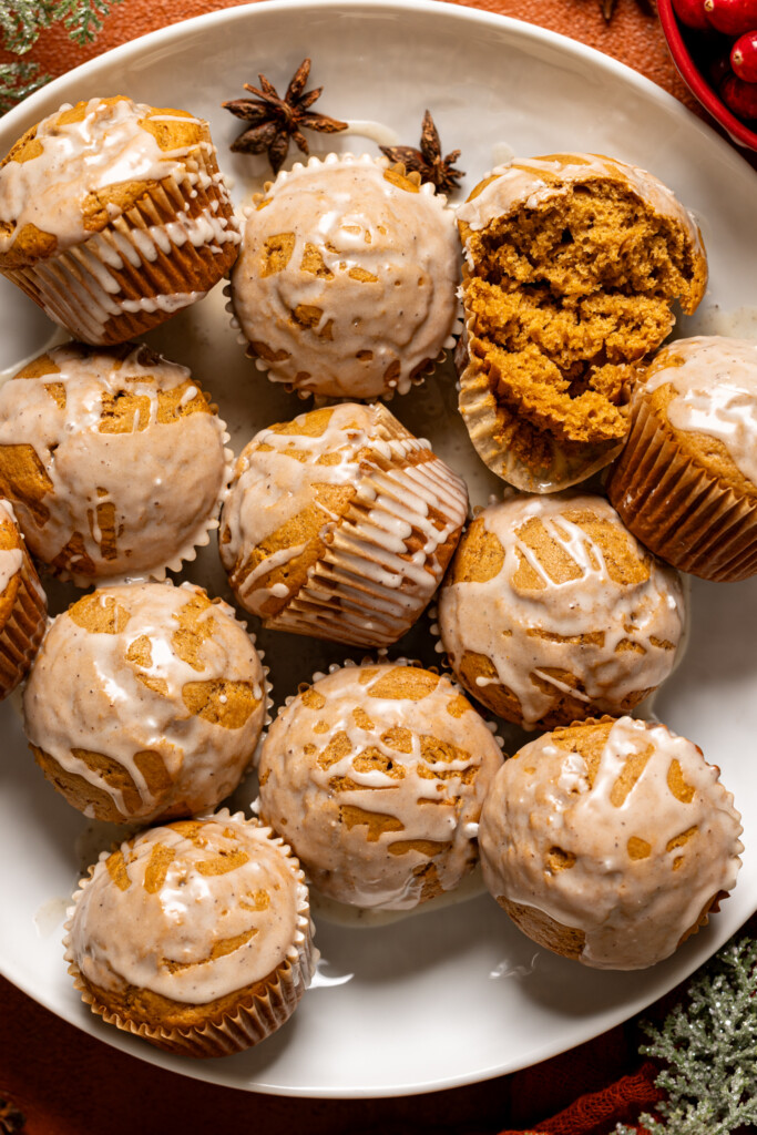 Up close shot of the Gingerbread muffins with a glaze.