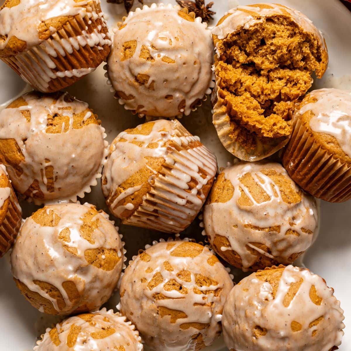 Up close shot of the Gingerbread muffins with a glaze.