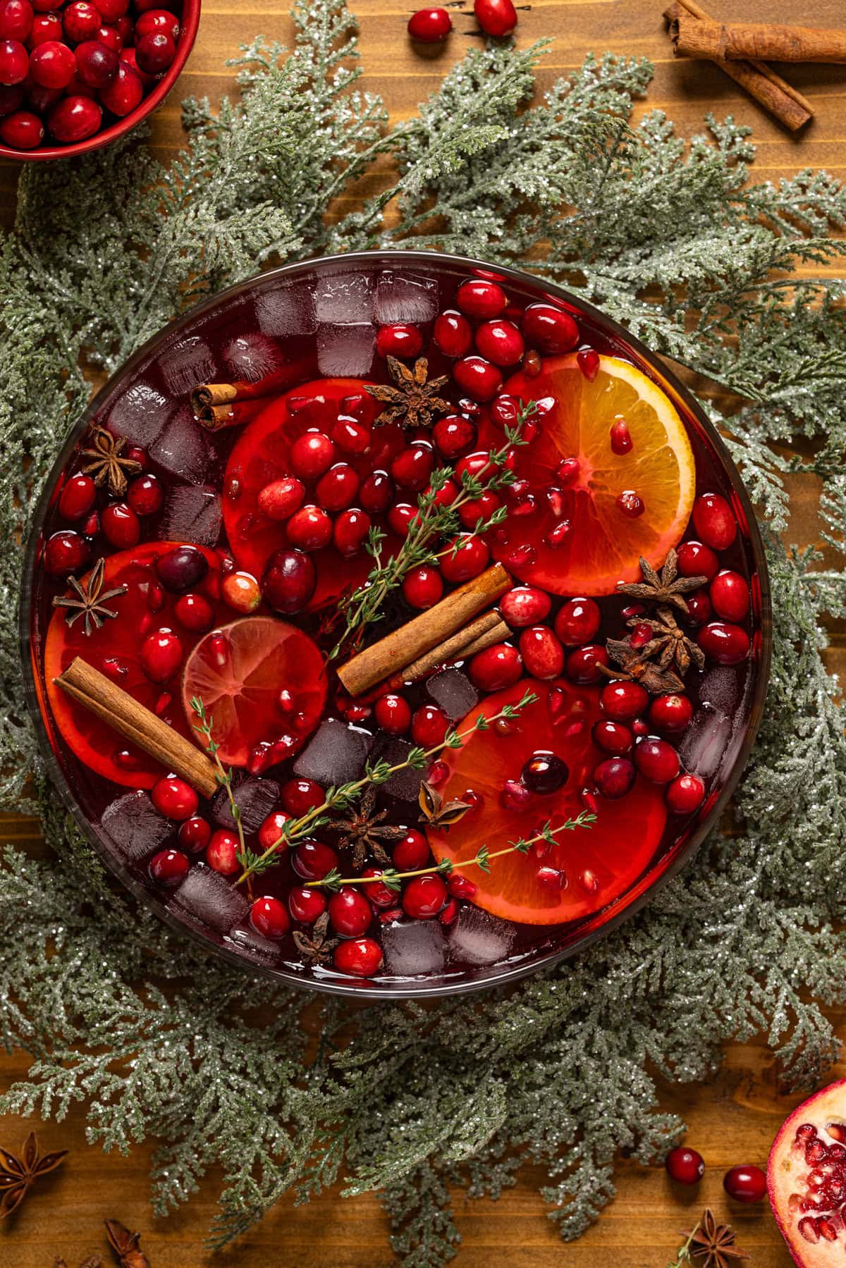 Christmas Punch in a bowl with decor.