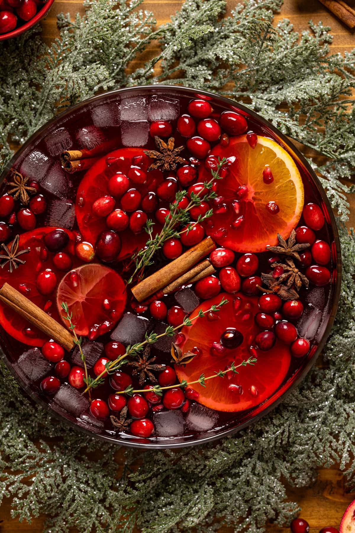 Christmas Punch in a bowl with decor.