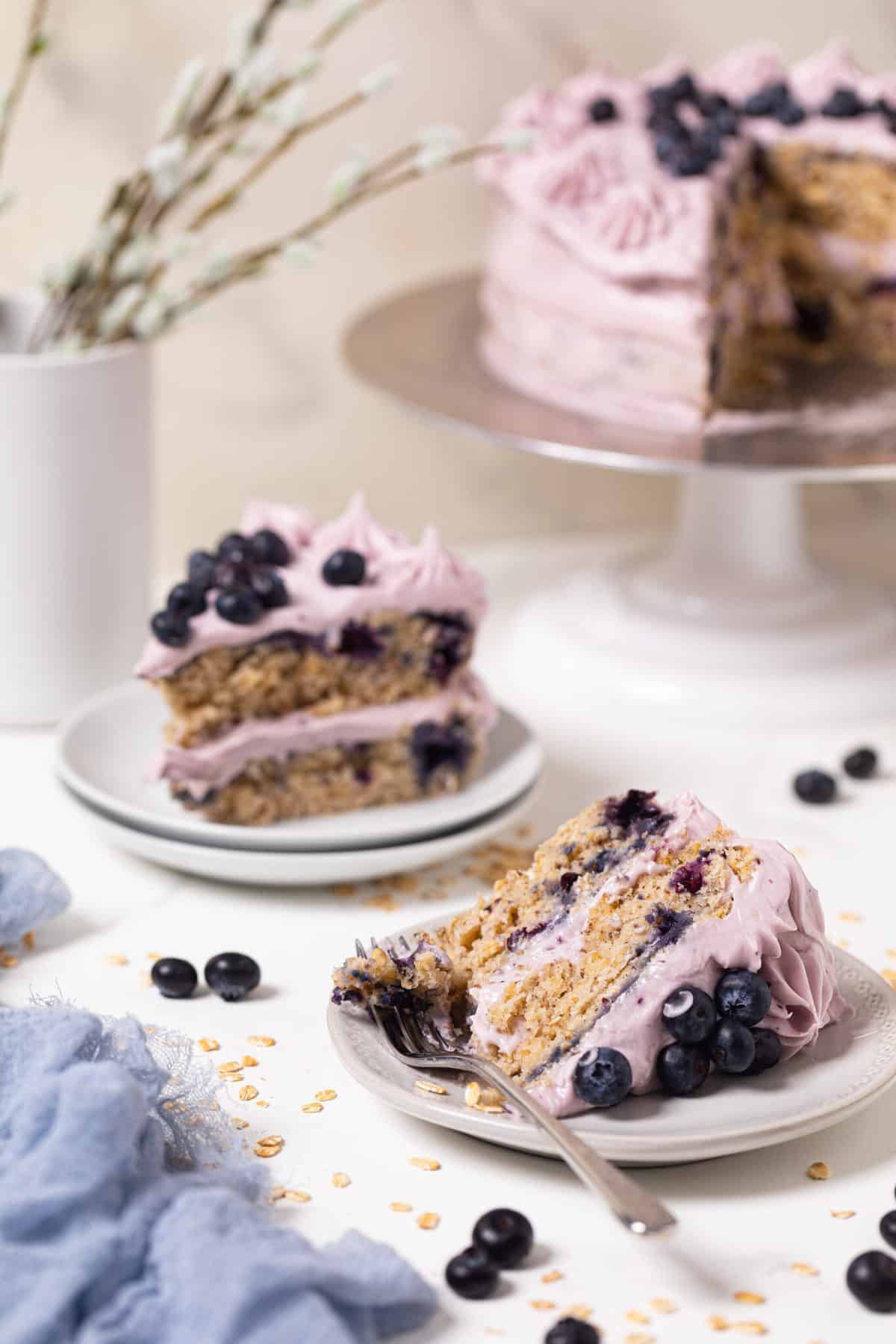 Blueberry Oatmeal Cake + Cream Cheese Frosting