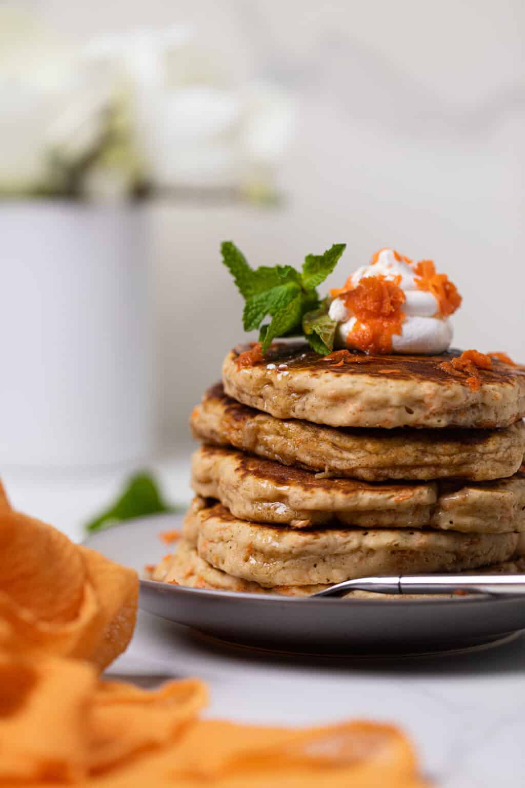 Easy Vegan Carrot Cake Pancakes - Orchids + Sweet Tea