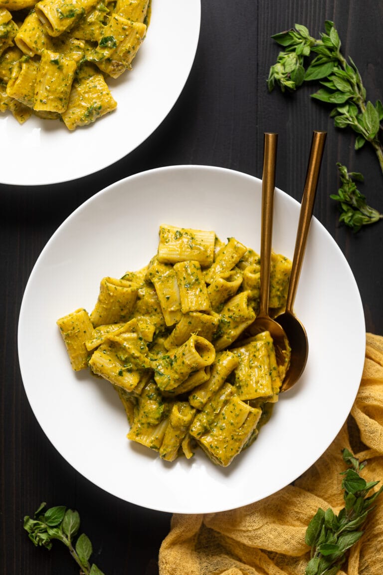 Creamy Vegan Sweet Potato Pasta Skillet | Orchids + Sweet Tea