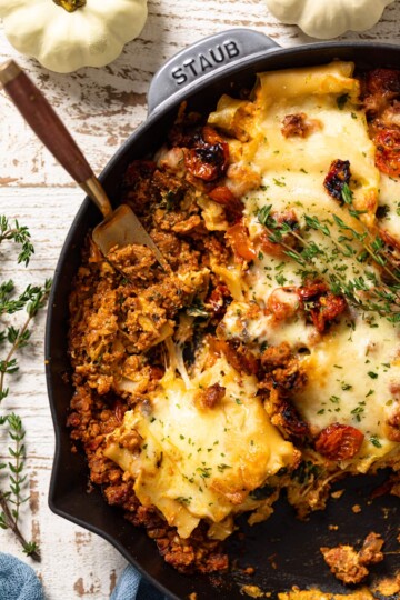 Meatless Pumpkin Skillet Lasagna | Orchids + Sweet Tea