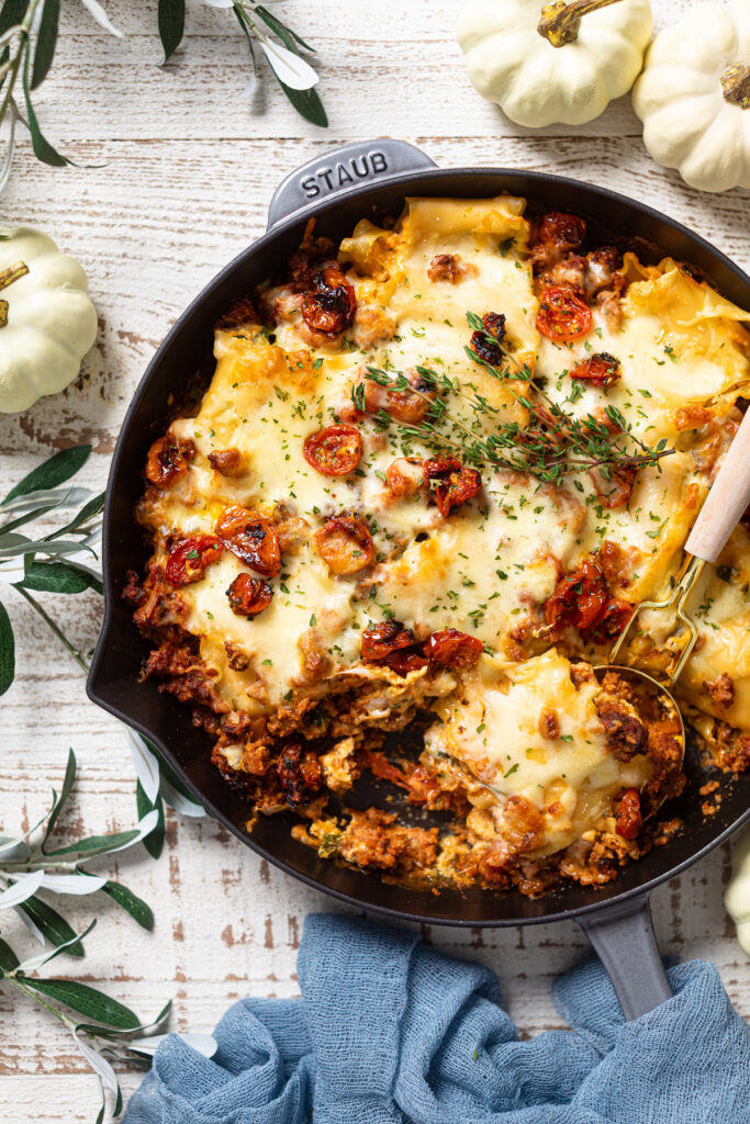 Meatless Pumpkin Skillet Lasagna | Orchids + Sweet Tea