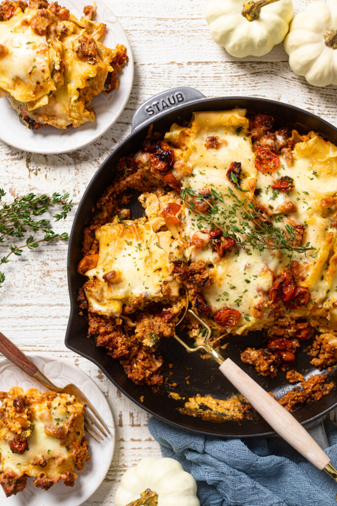 Meatless Pumpkin Skillet Lasagna | Orchids + Sweet Tea