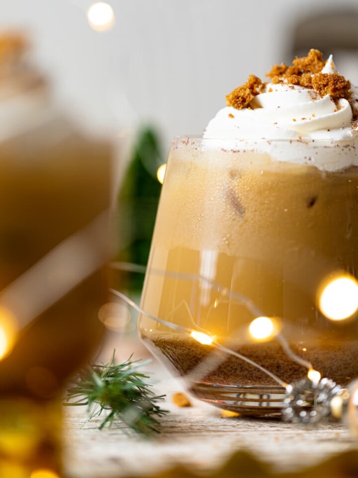 Gingerbread Eggnog Mocktail in a small glass