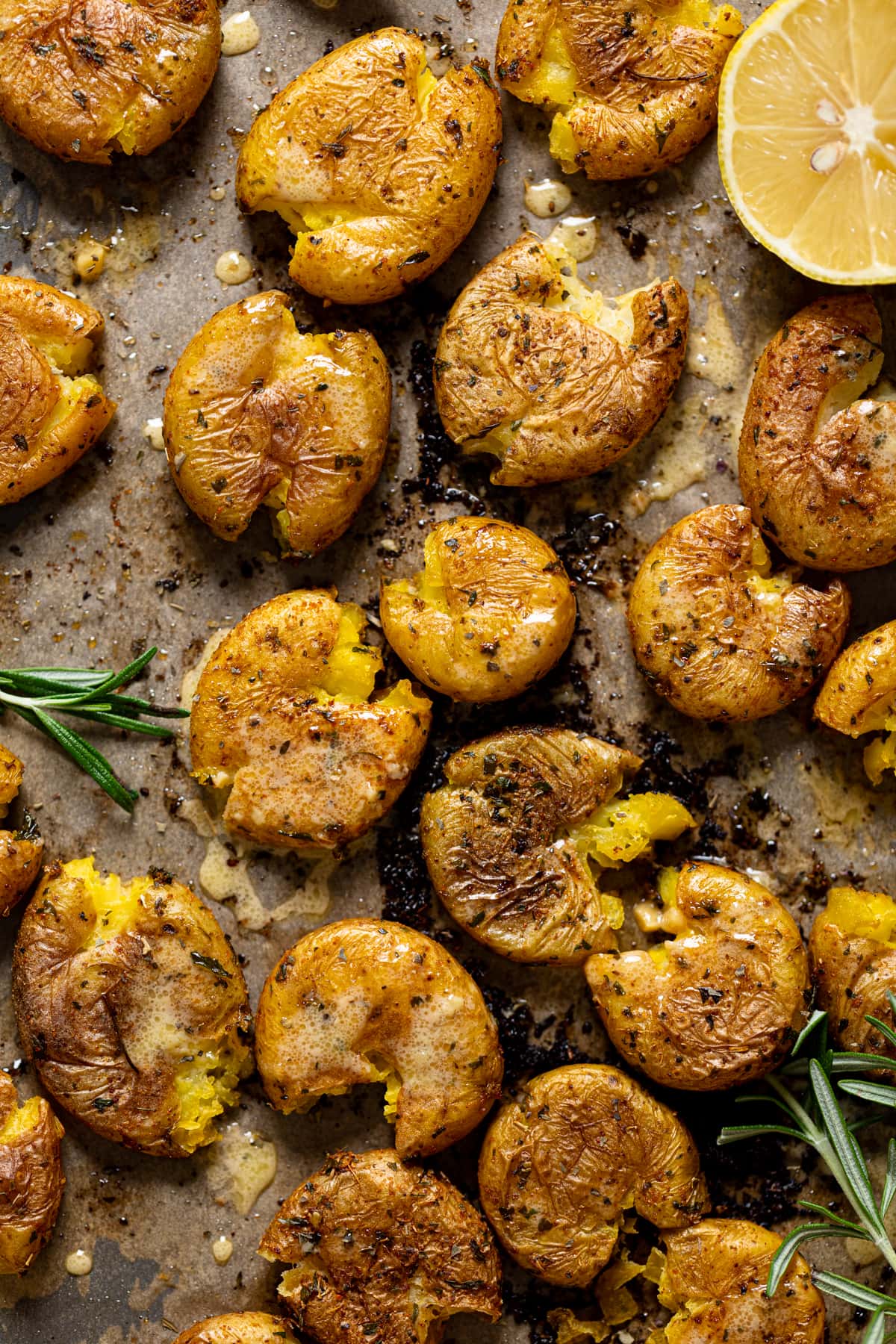 Smashed Potatoes with Garlic and Herbs - Dinner at the Zoo