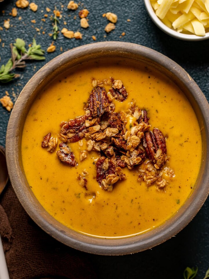 Bowl of Apple Cheddar Sweet Potato Soup