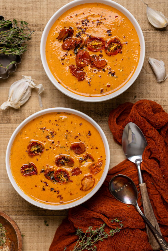 Creamy Roasted Garlic Tomato Soup | Orchids + Sweet Tea