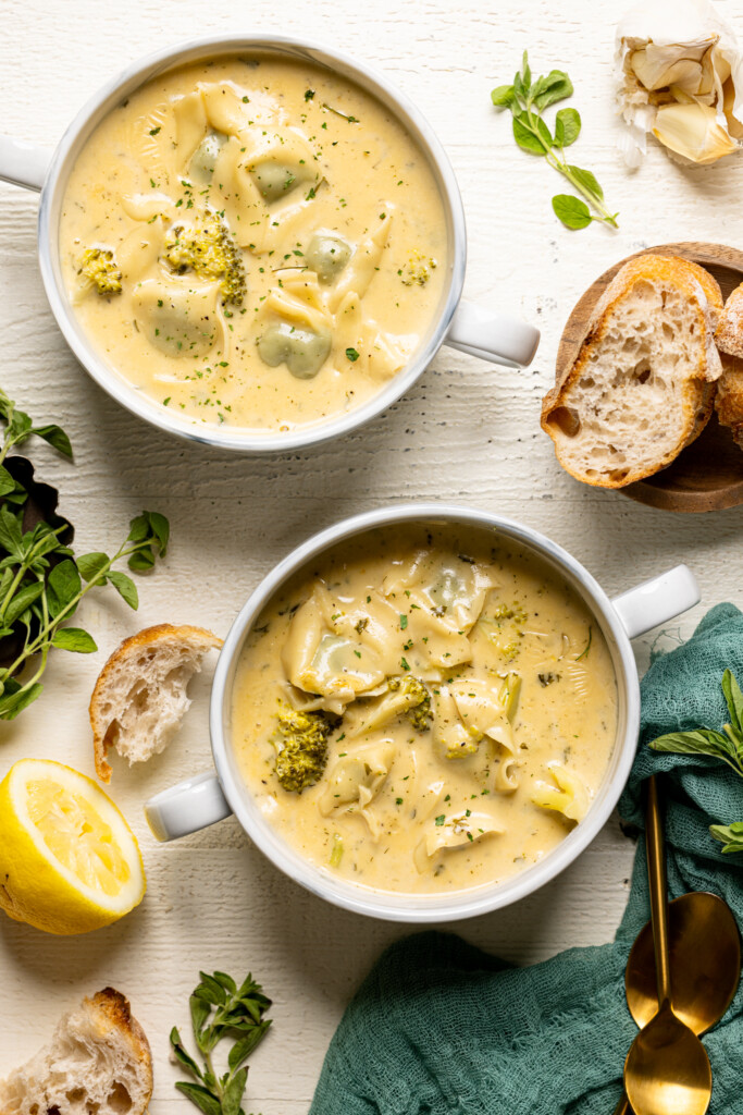 Creamy Lemon Broccoli Tortellini Soup | Orchids + Sweet Tea