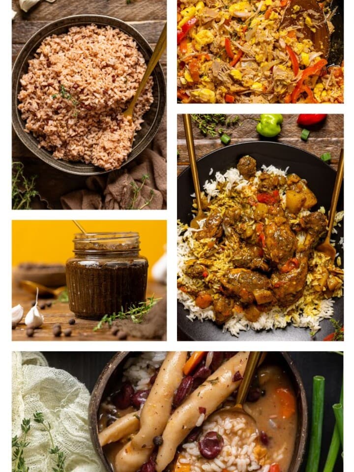 Collage of Jamaican recipes.