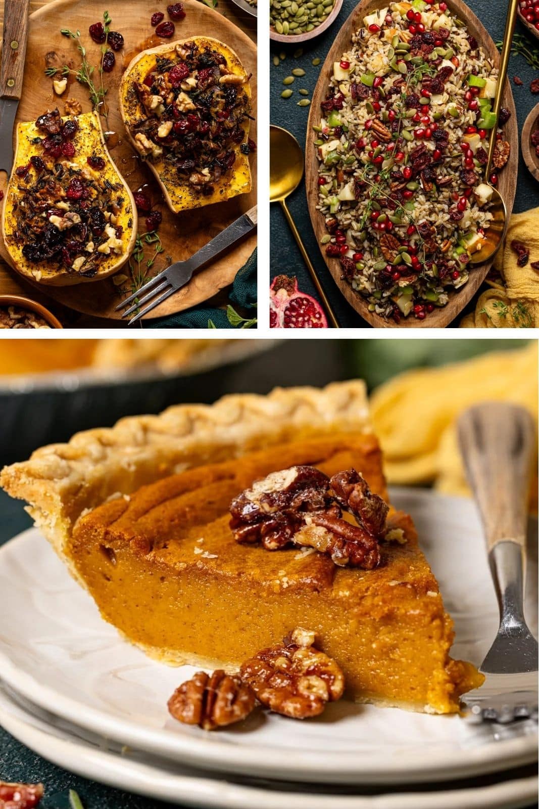 Collage of thanksgiving dishes