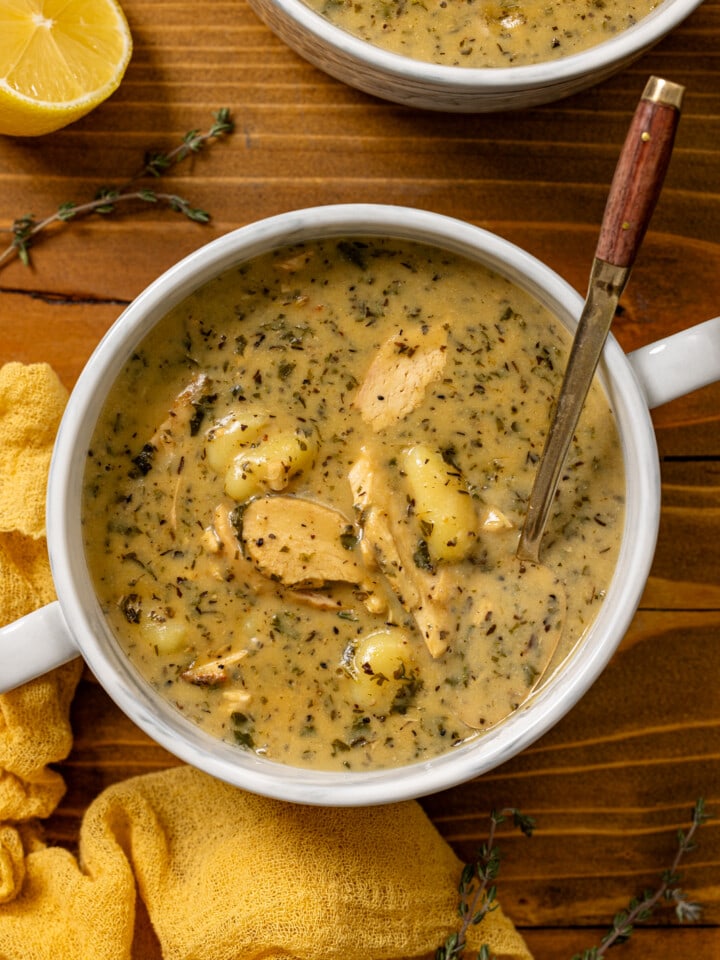 Up close shot of bowl of soup.