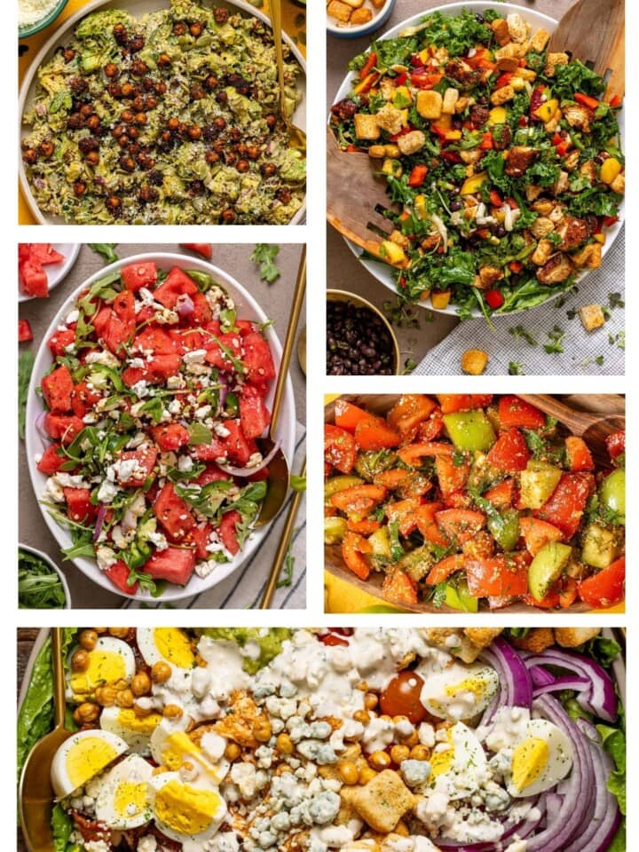 Collage of several salad images.