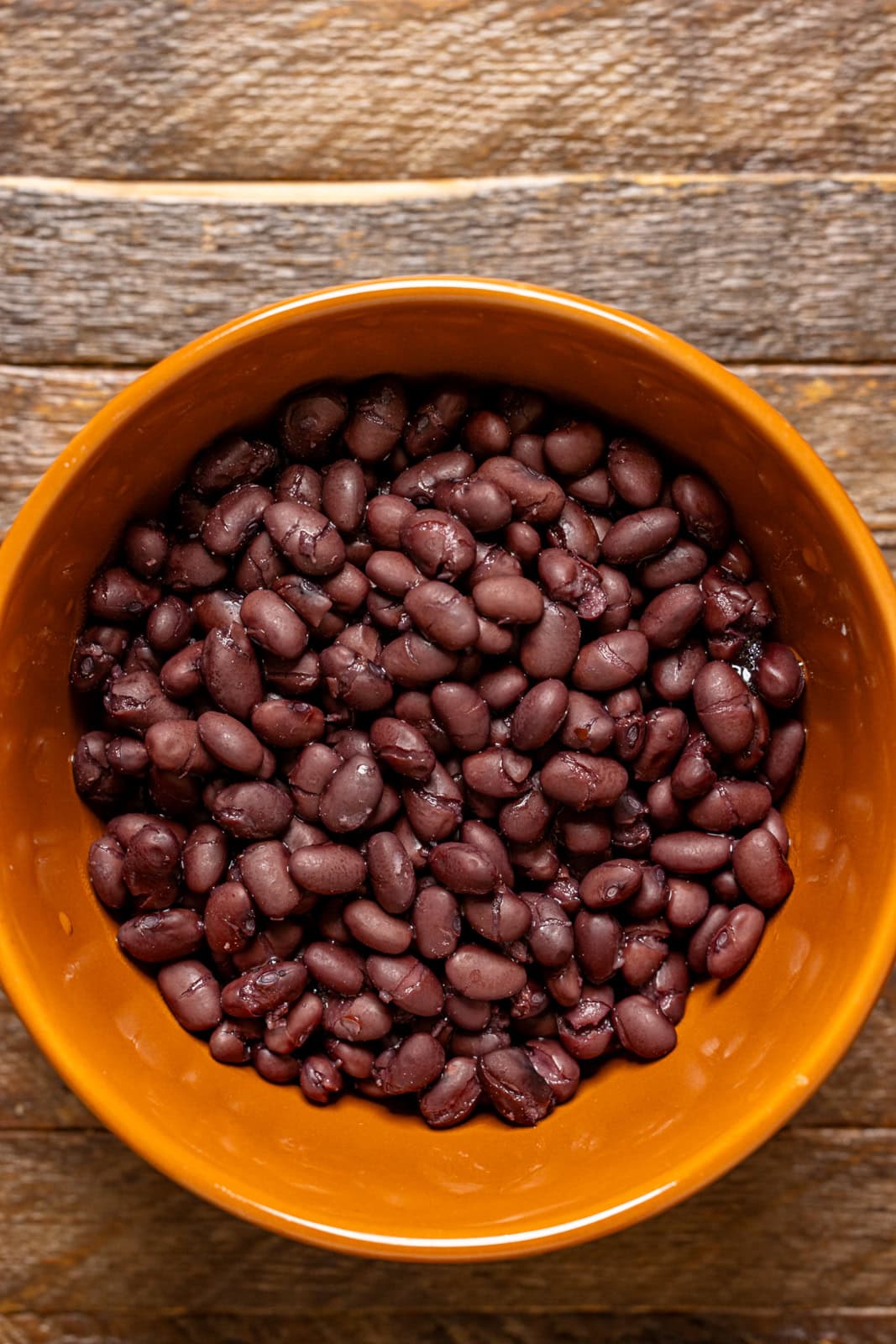Drained + rinsed Black beans in a bowl.