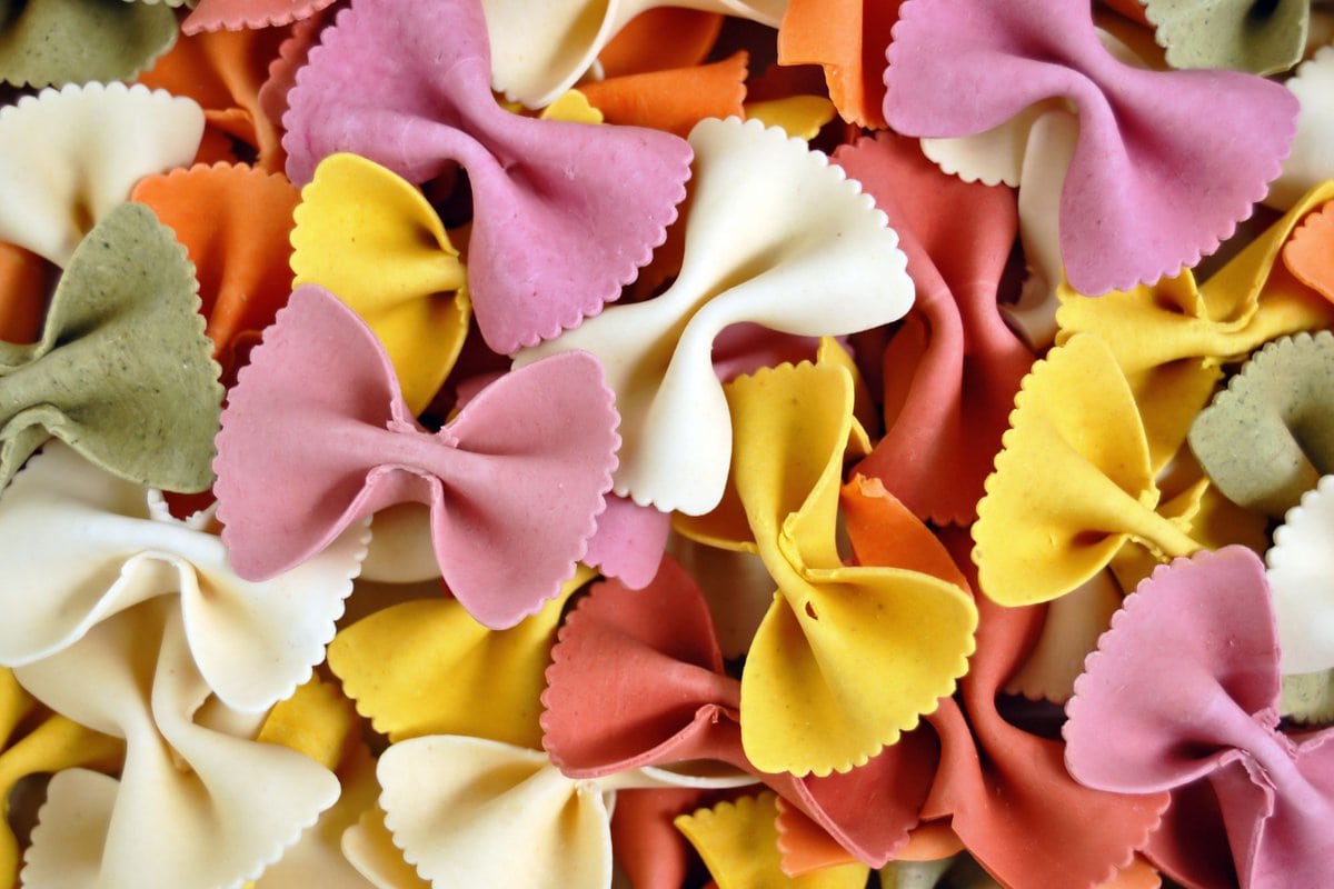 Shot of colorful Farfalle pasta.