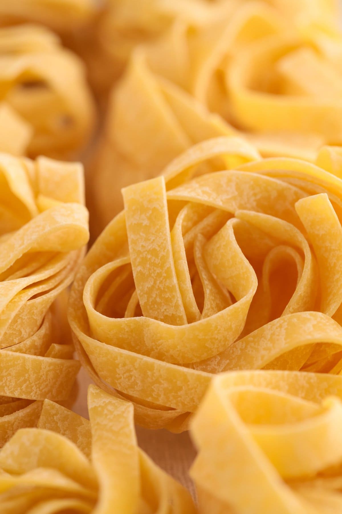 Up close shot of fettuccine pasta.