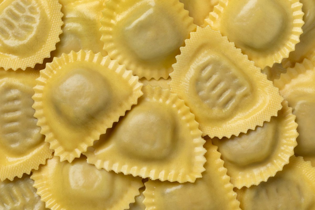  Half-moon ravioli shaped pasta.