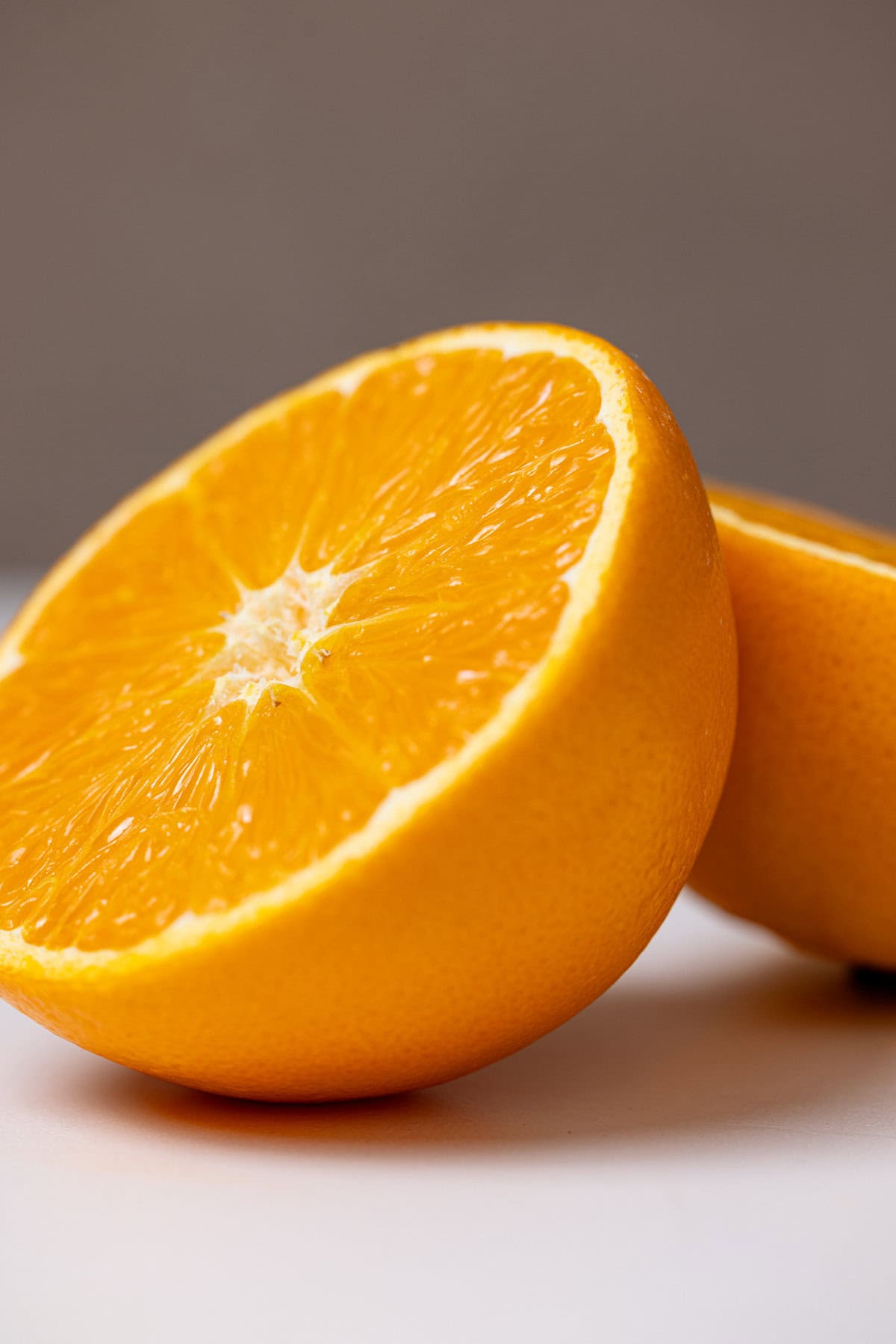 Up close shot of sliced oranges.