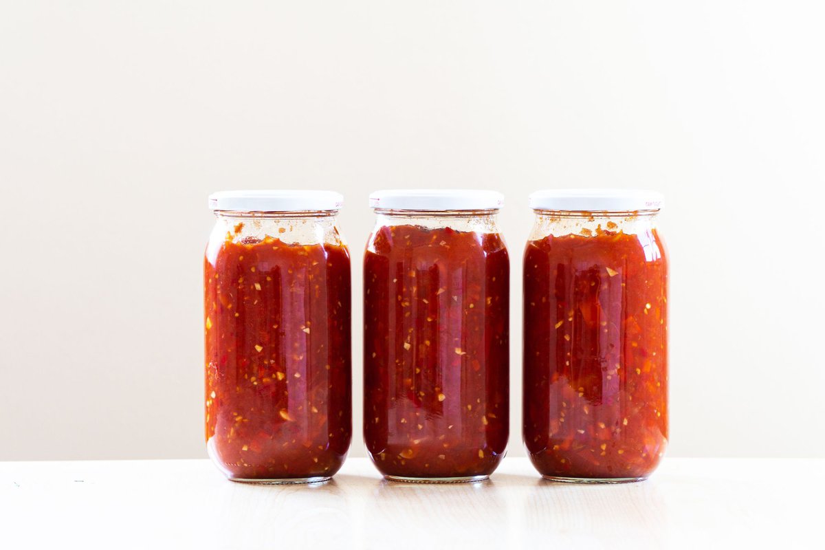 Tomato sauce in jars.