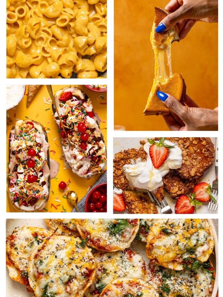 Collage of kid-friendly recipe photos.