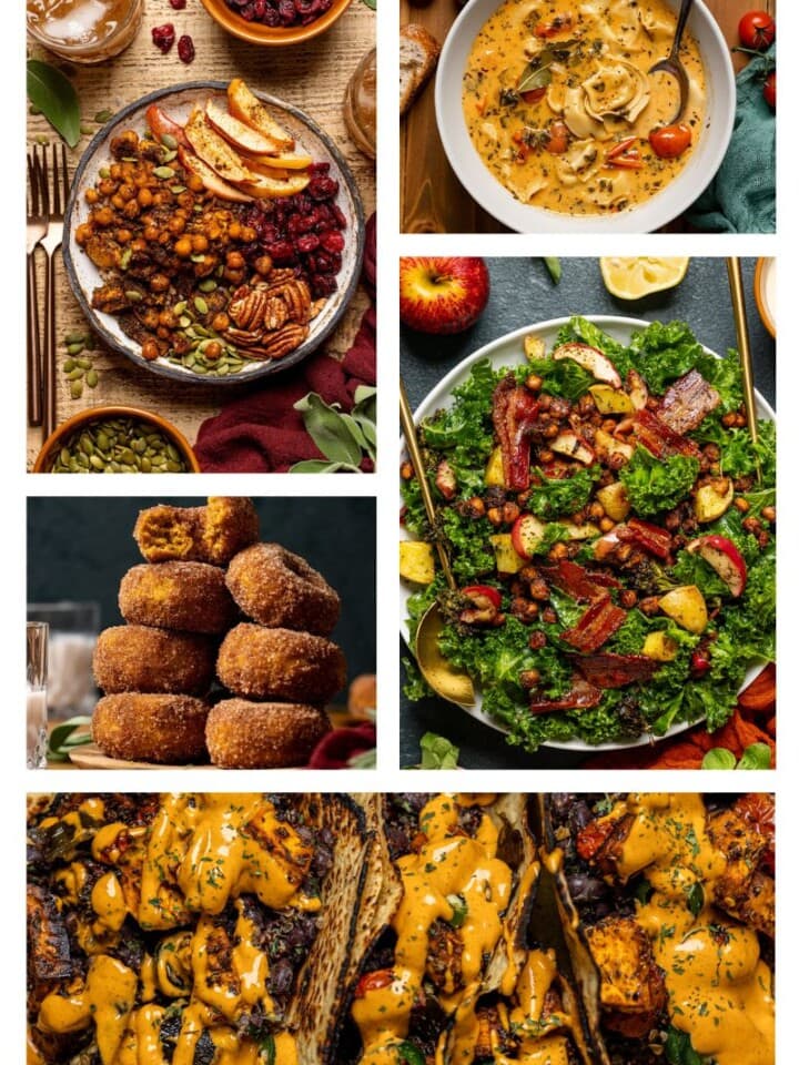 Photo collage of October Fall recipes.