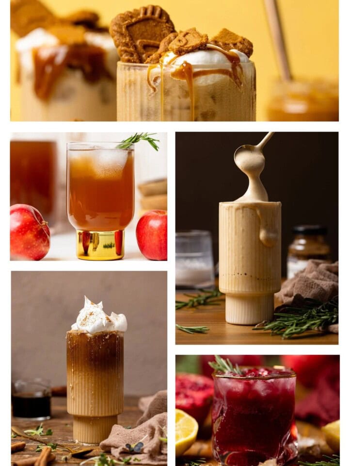 Collage of lattes and mocktails.