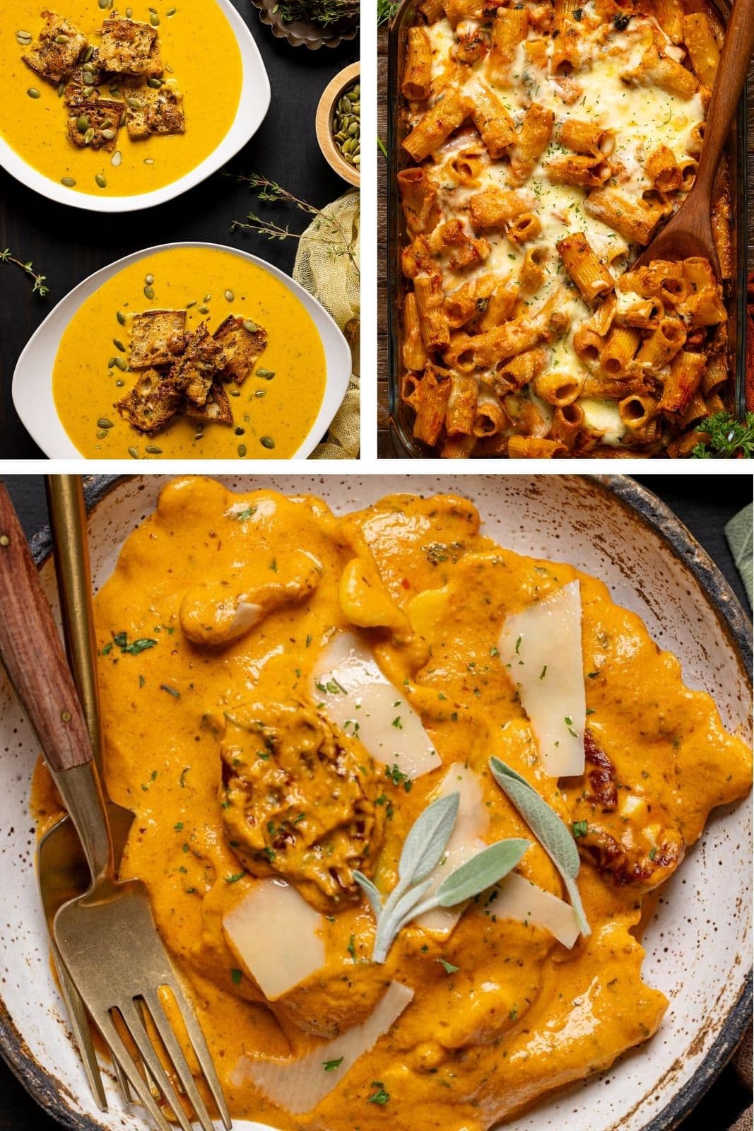 Collage of 3 fall recipes