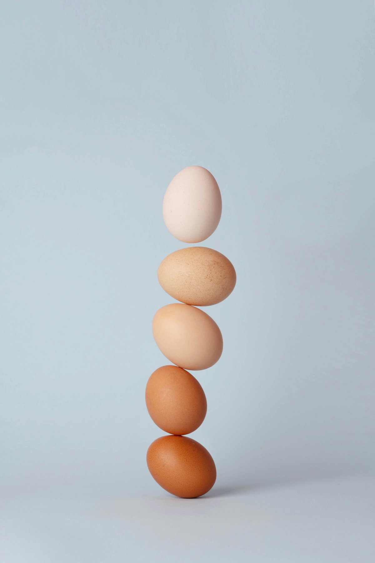 Eggs piled atop eachother.