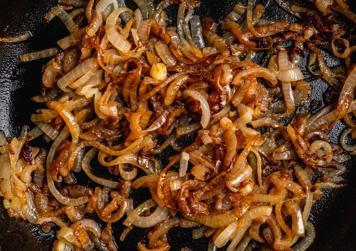 caramelised onion in pan