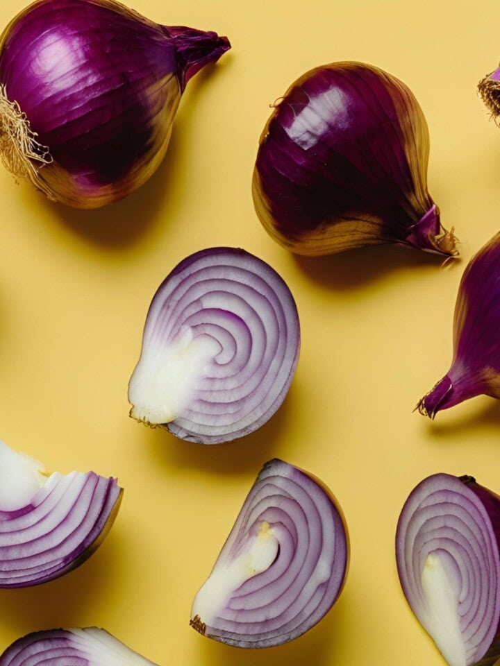 Purple Onion on yellow background