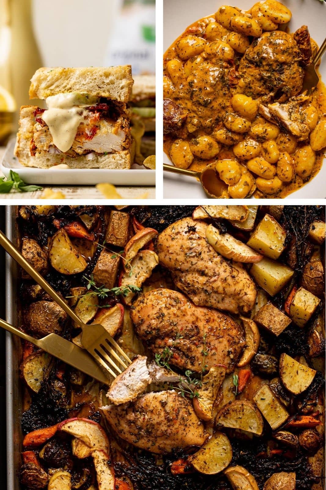 Chicken recipe images in collage