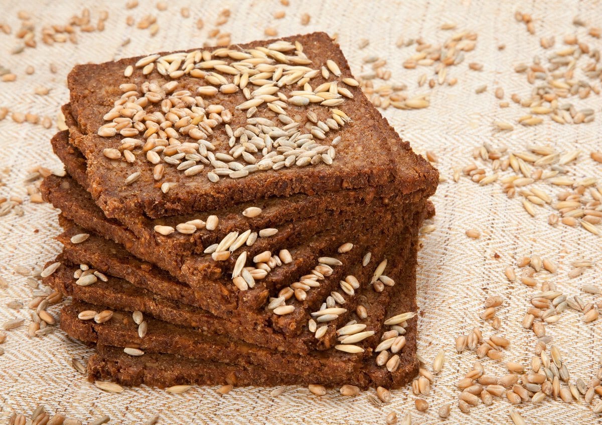 Pumpernickel slices of bread.